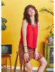 Boho Chic Flared Wrap Red Print Mini Skirt
