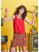 Boho Chic Flared Wrap Red Print Mini Skirt