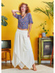 Smocked Waist Layered White Maxi Boho Skirt