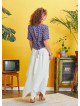Smocked Waist Layered White Maxi Boho Skirt