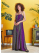 Purple Patterned Strappy Wrap Maxi Dress