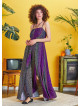 Purple Patterned Strappy Wrap Maxi Dress