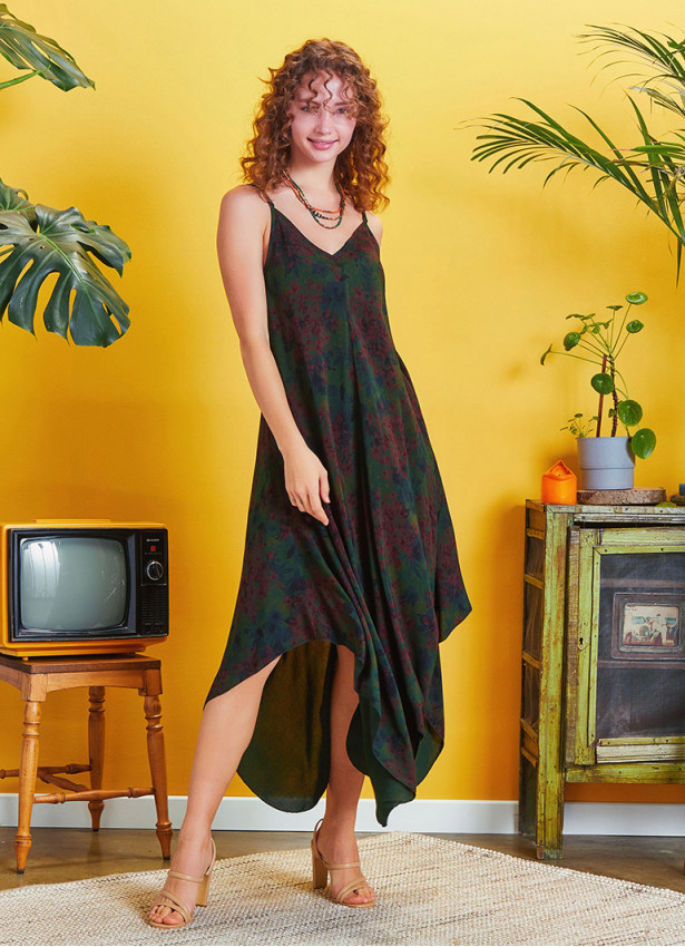 Spaghetti Striped Ethnic Patterned Sundress