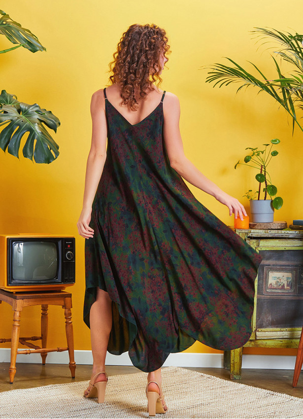 Spaghetti Striped Ethnic Patterned Sundress