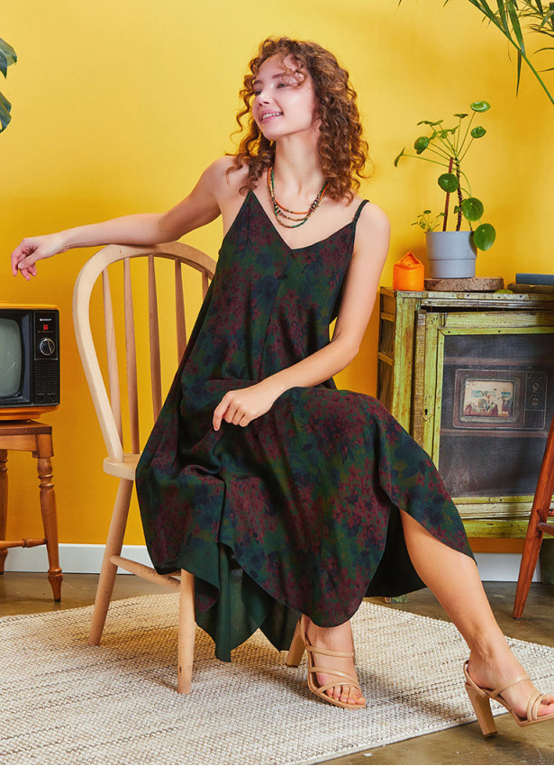 Spaghetti Striped Ethnic Patterned Sundress