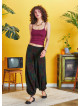 Draped Front Detail Elastic Waist Floral Print Salwar Pants