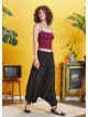 Draped Front Detail Elastic Waist Floral Print Salwar Pants