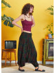Draped Front Detail Elastic Waist Floral Print Salwar Pants