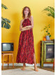 Back Cut Out Halter Necline Maxi Slit Red Print Dress