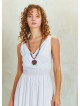 Double Breasted Collar Layered Boho White Dress