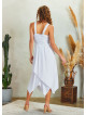Double Breasted Collar Layered Boho White Dress