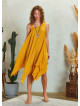 Loose Fit Midi Asymmetrical Yellow Dress