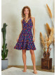 Frill Hem Purple Floral Boho Short Dress