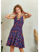 Frill Hem Purple Floral Boho Short Dress