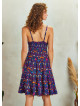 Frill Hem Purple Floral Boho Short Dress