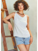 Sleeveless Cowl Neck Back Cut Out Boho White Top