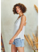 Sleeveless Cowl Neck Back Cut Out Boho White Top