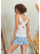 Sleeveless Cowl Neck Back Cut Out Boho White Top