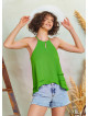 Cut Out Detail Green Halter Neck Top