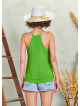 Cut Out Detail Green Halter Neck Top