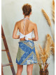 Boho Chic Flared Wrap Blue Print Mini Skirt