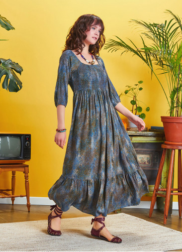 Long Pertol Patterned Summer Dress