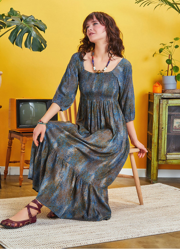 Long Pertol Patterned Summer Dress
