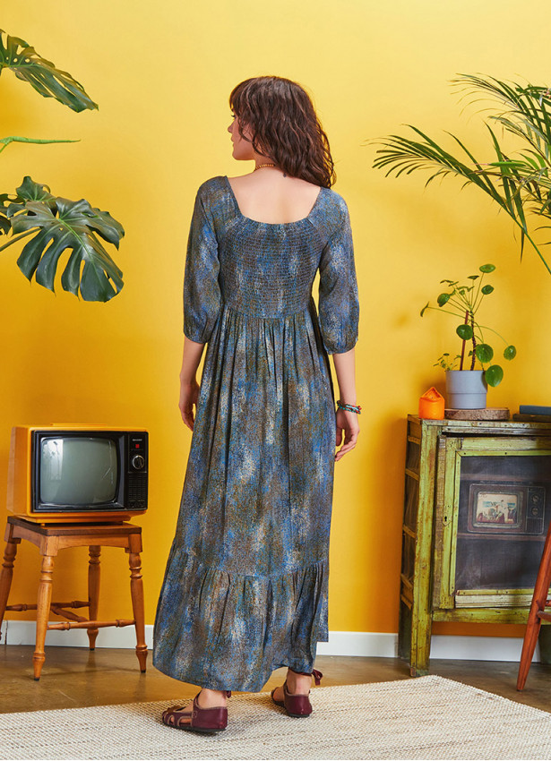 Long Pertol Patterned Summer Dress