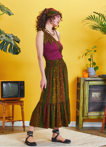 Single Shoulder Strap Tiered Gypsy Skirt