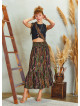 Printed Cross Sach Detailed  Midi Skirt