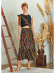 Printed Cross Sach Detailed  Midi Skirt