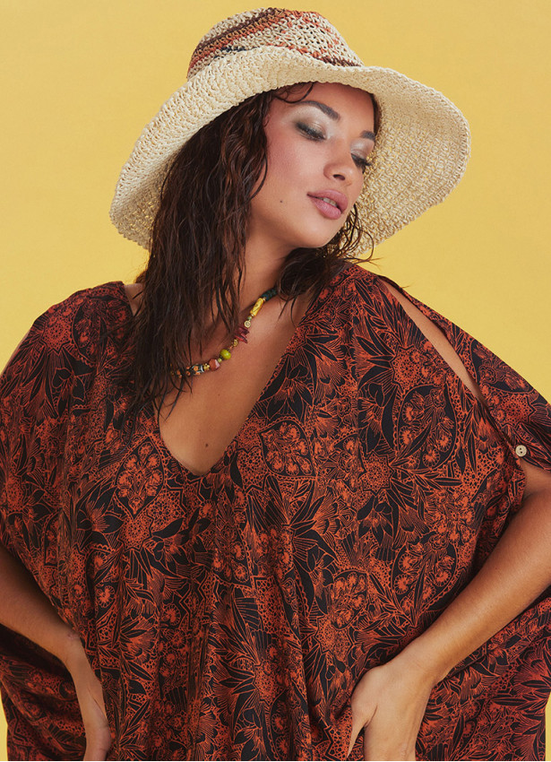 Orange Asymmetrical Hem Loose Fit Dress