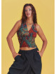 Collared Authentic Black Patterned Blouse