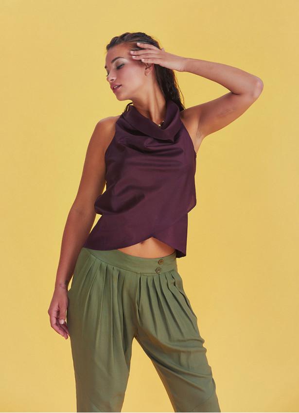 Bohemian Stylish Authentic Degaje Neck Maroon Blouse