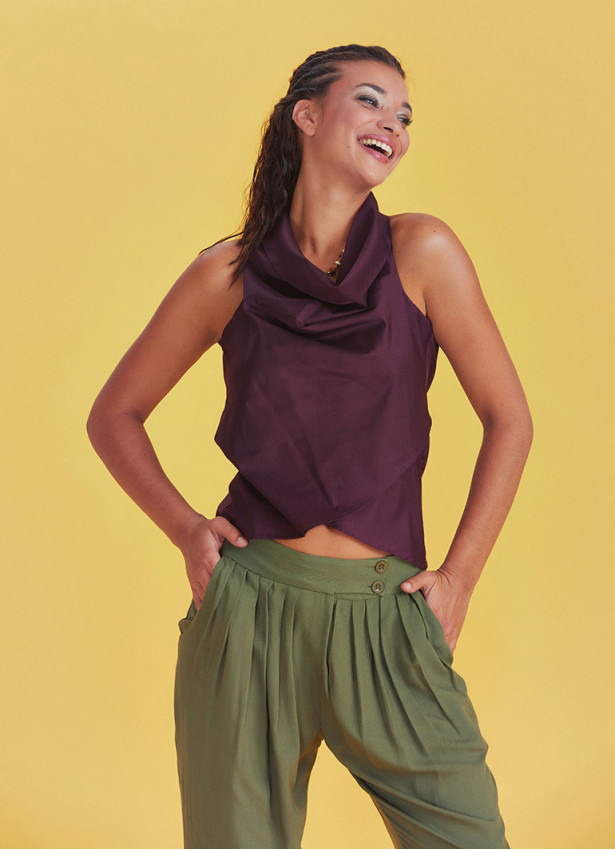 Bohemian Stylish Authentic Degaje Neck Maroon Blouse