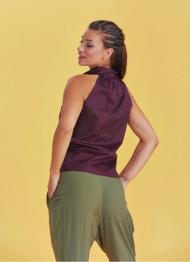 Bohemian Stylish Authentic Degaje Neck Maroon Blouse