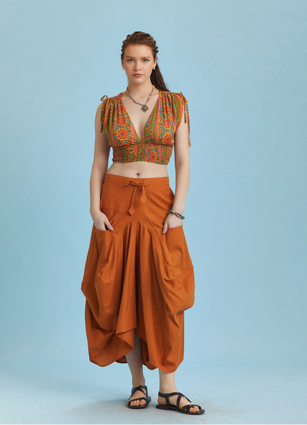 Mustard Oversized Pocket Long Boho Skirt