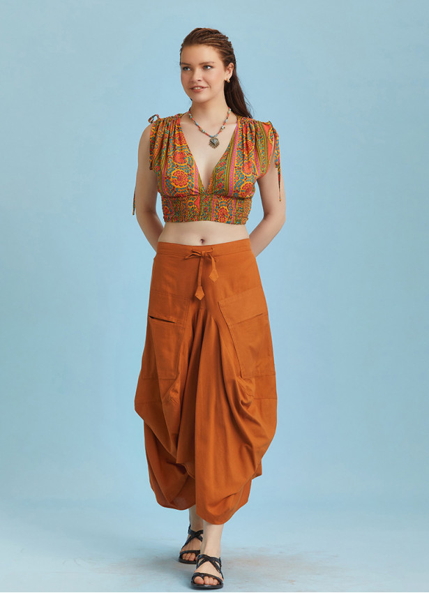 Mustard Oversized Pocket Long Boho Skirt