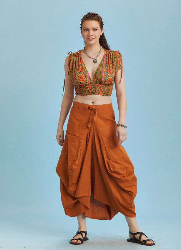 Mustard Oversized Pocket Long Boho Skirt