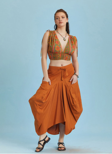 Mustard Oversized Pocket Long Boho Skirt