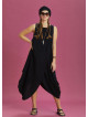 Sleeveless Front Layered Black Baggy Summer Dress