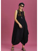 Sleeveless Front Layered Black Baggy Summer Dress