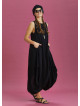 Sleeveless Front Layered Black Baggy Summer Dress