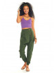 Pocket-Detail Elastic Ankle Cuffs Wrap Front Baggy Harem Pants