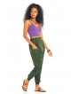 Pocket-Detail Elastic Ankle Cuffs Wrap Front Baggy Harem Pants