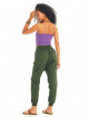 Pocket-Detail Elastic Ankle Cuffs Wrap Front Baggy Harem Pants