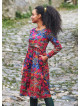Boat Neckline Ruffle Detailed Long Sleeve Floral Print Midi Dress