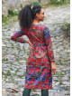 Boat Neckline Ruffle Detailed Long Sleeve Floral Print Midi Dress