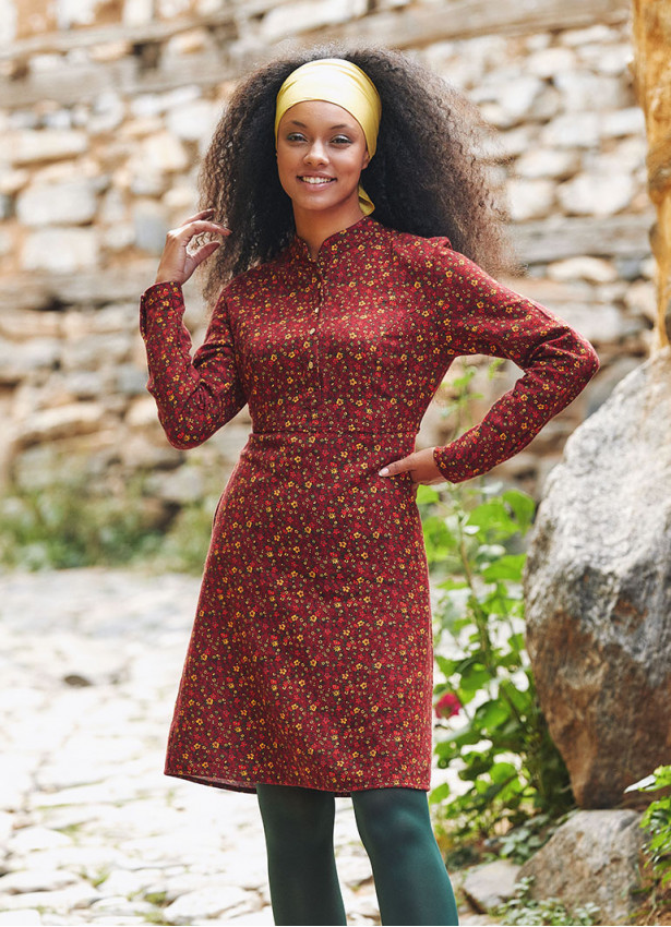 Long Sleeve Floral Winter Dress