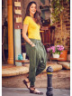 Elastic Ankle Cuffs Buttoned Khaki Shalwar Pants